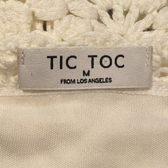 Tic Tic Crochet Crop Top Size Medium Ivory Coastal Granny Square - Picture 3 of 3